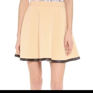 Club Monaco beige/plush pink leather trimmed skirt